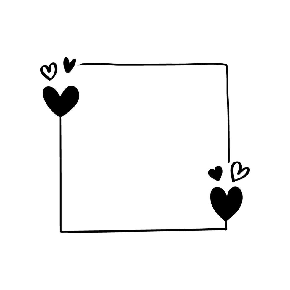 Frame with hearts. Hand drawn illustration in doodle style. vector