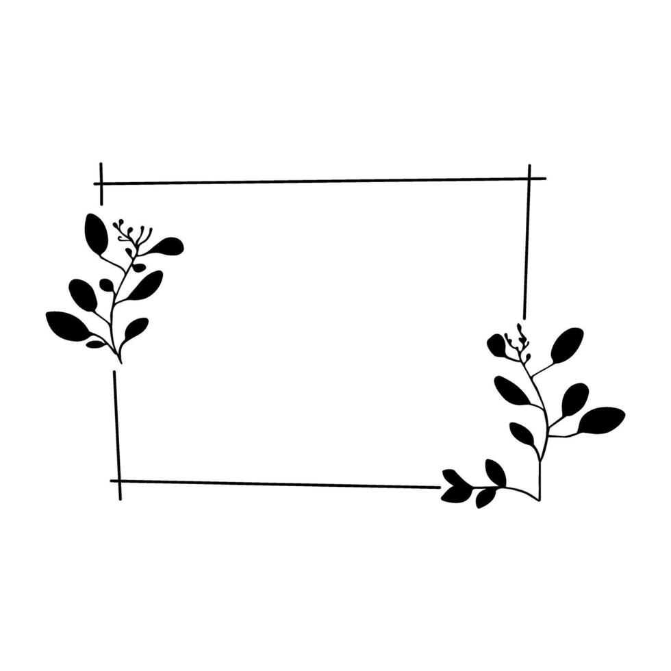 frame with branches and leafs icon over white background, illustration vector