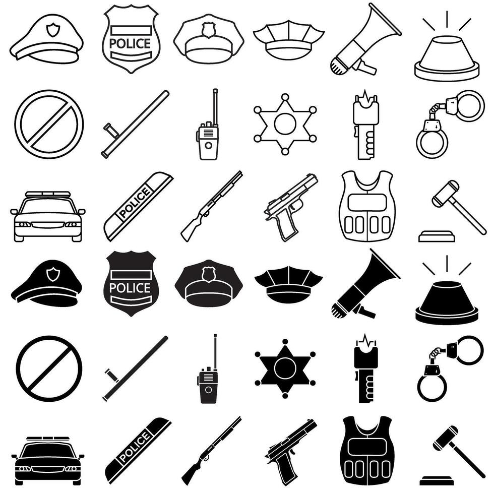 Police icons set. Simple illustration of 25 police icons for web vector