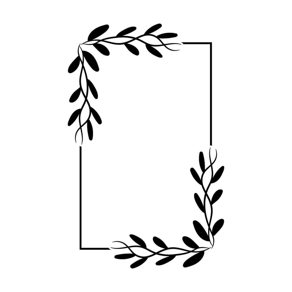 Black frame with leaves. Design element for wedding invitations, greeting cards. vector