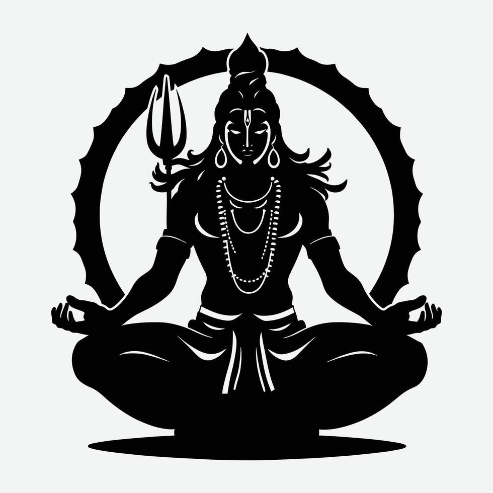 Indian Religious Lord Shiva Silhouette Artwork for Maha Shivaratri Festival vector