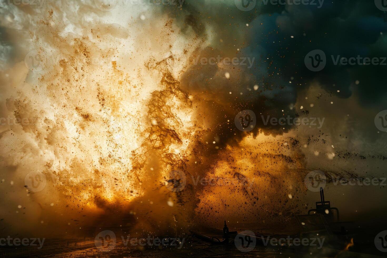 A large explosion is seen in the water photo