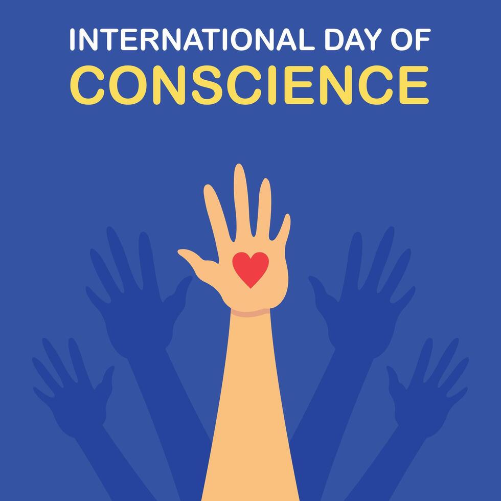 illustration graphic of hand with a heart symbol waving upwards, perfect for international day, international day of conscience, celebrate, greeting card, etc. vector