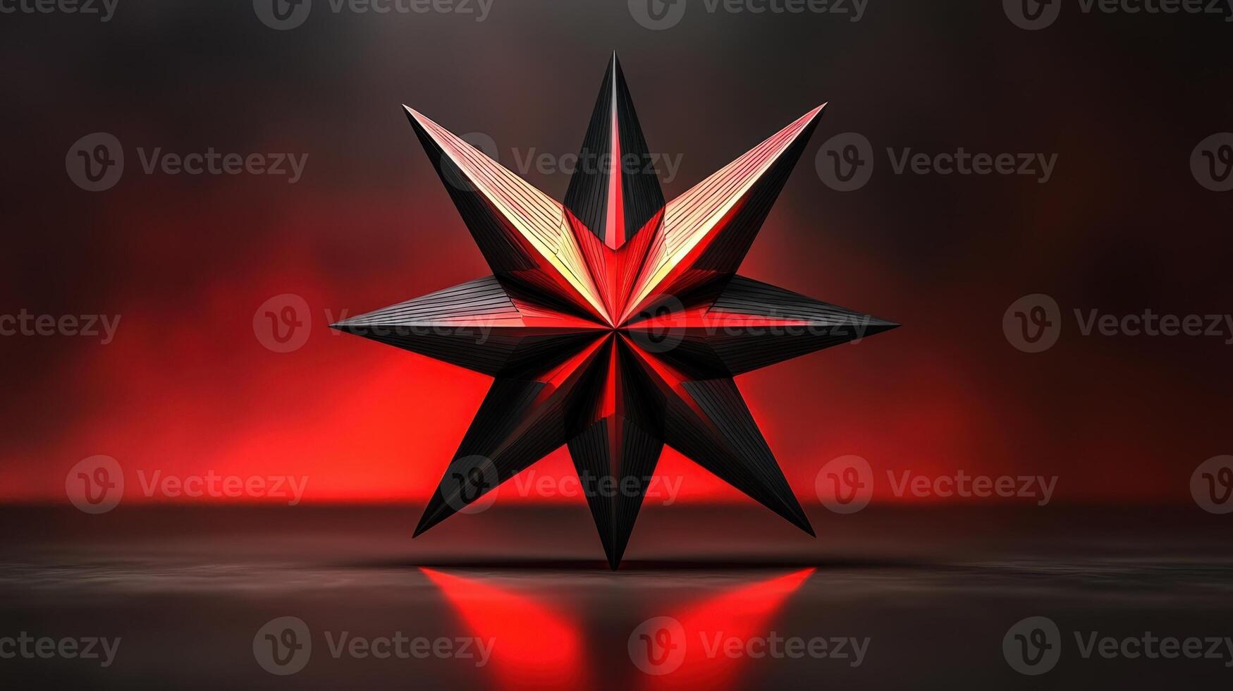 A red and black star with a red light photo