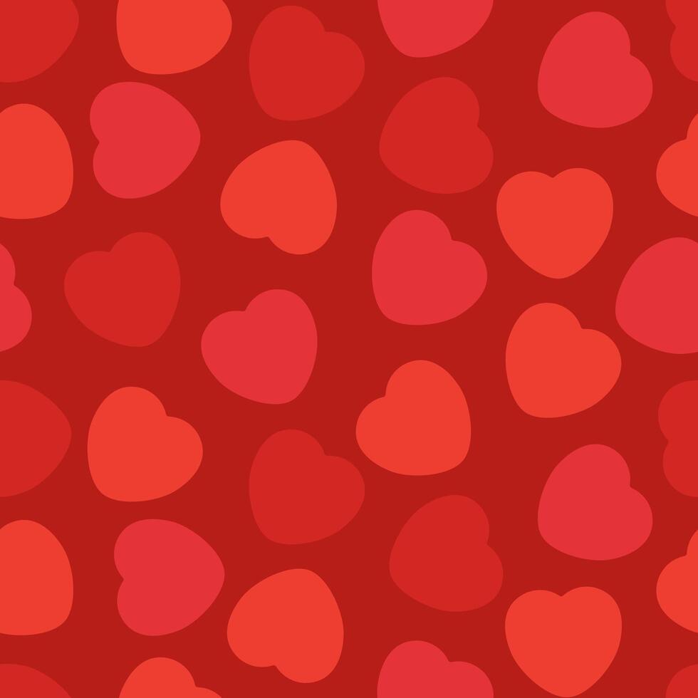 Colorful Candy Heart Pattern featuring Red Colored Hearts on a Rich Red Background. Cheerful, Love, Valentines Day Seamless Design vector