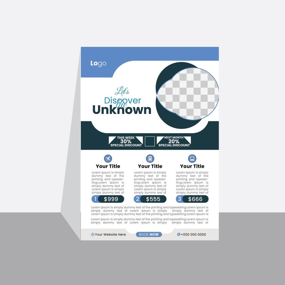 Corporate and unique travel flyer vector
