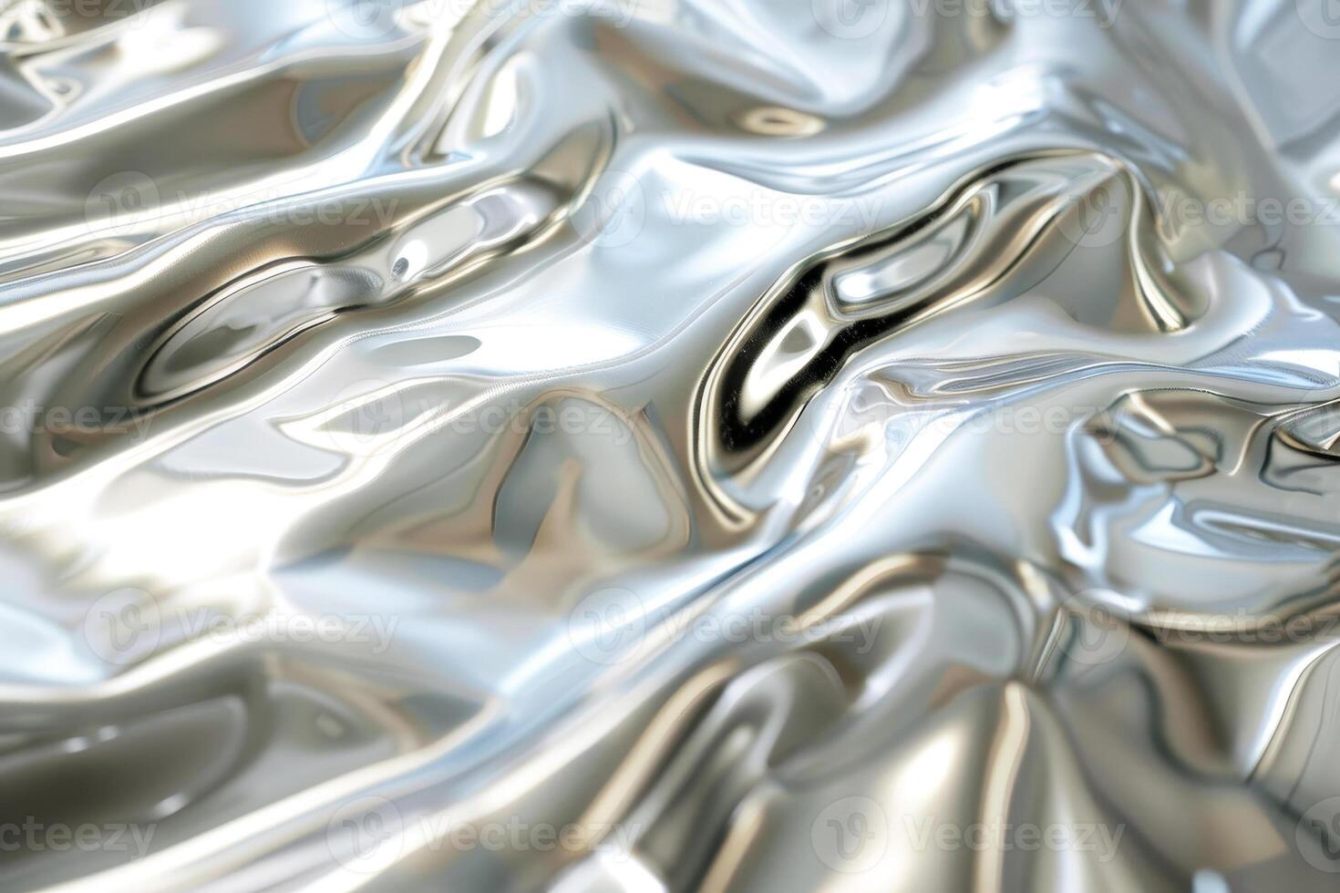 A shiny silver fabric with a lot of waves photo