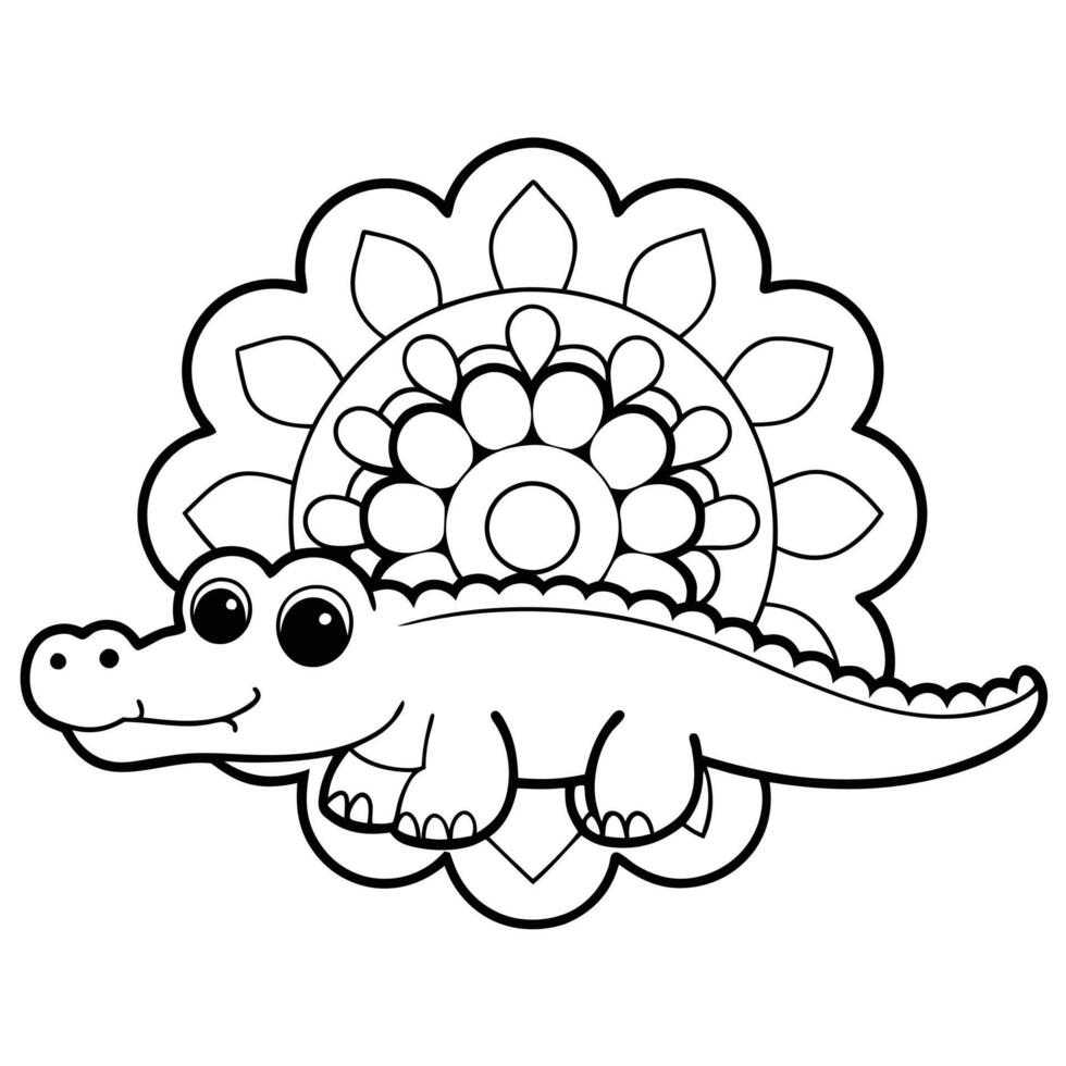 Cute alligator coloring pages for kids vector