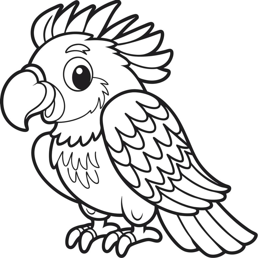 A cartoon parrot coloring page vector