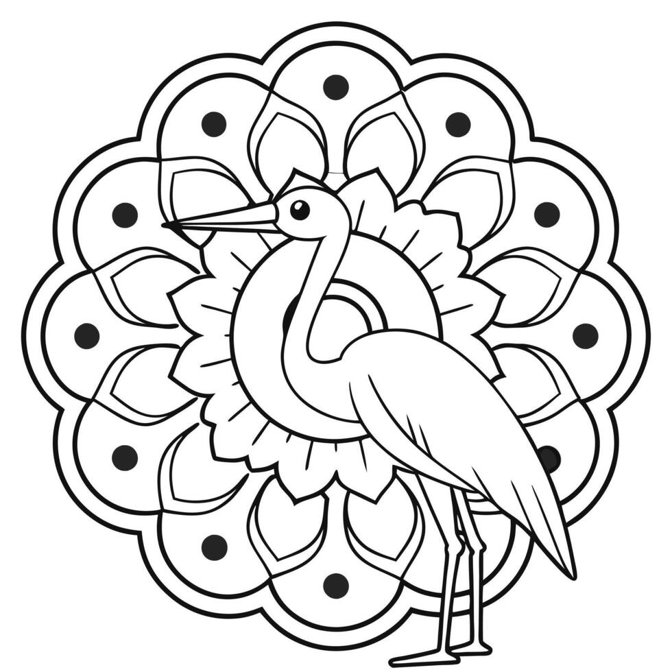 Heron coloring page for adults vector