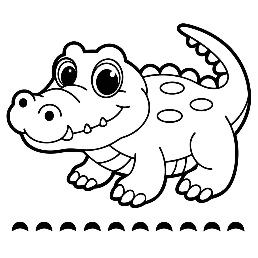 A crocodile coloring page for kids vector
