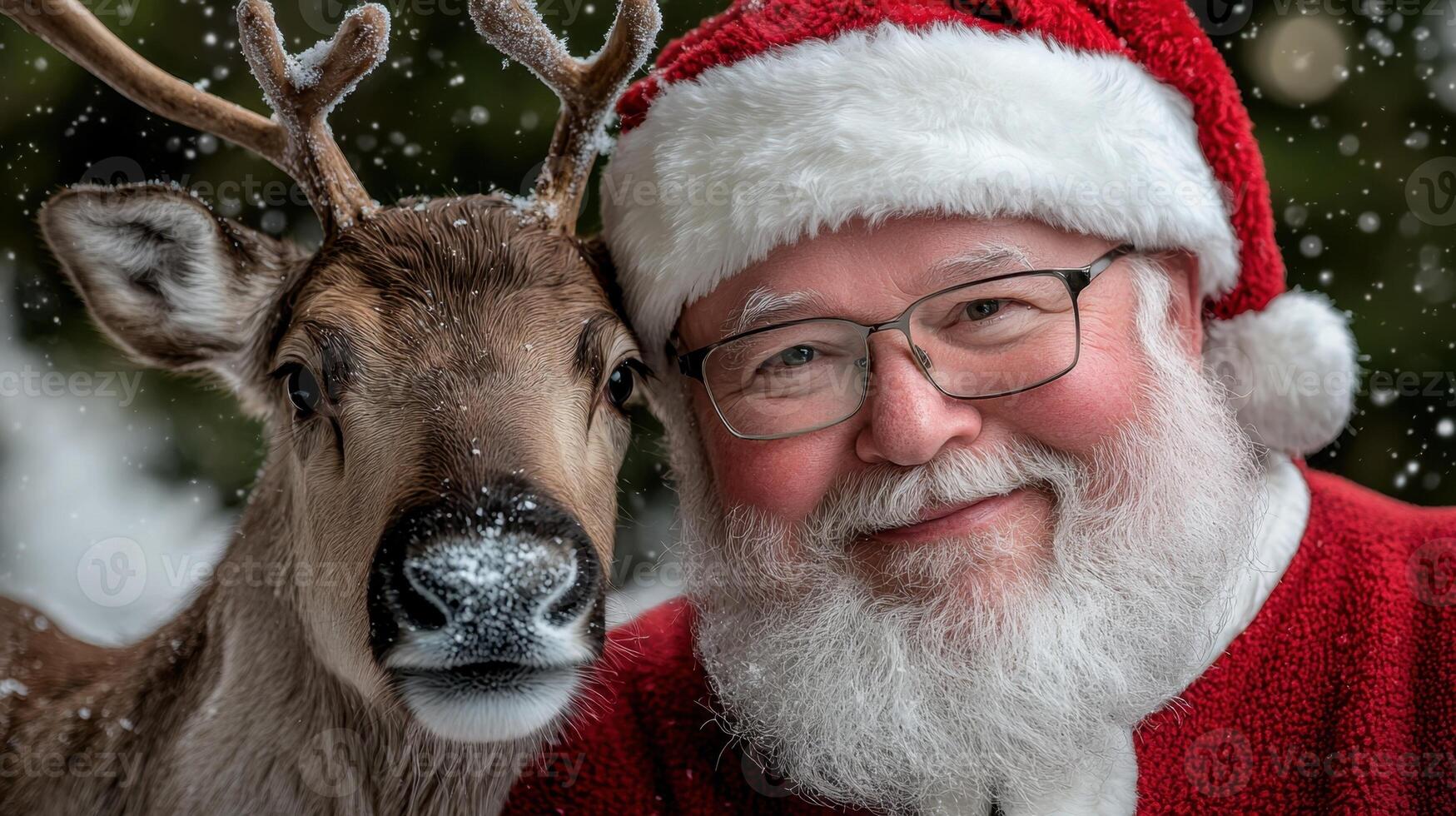 Santa claus and reindeer photo