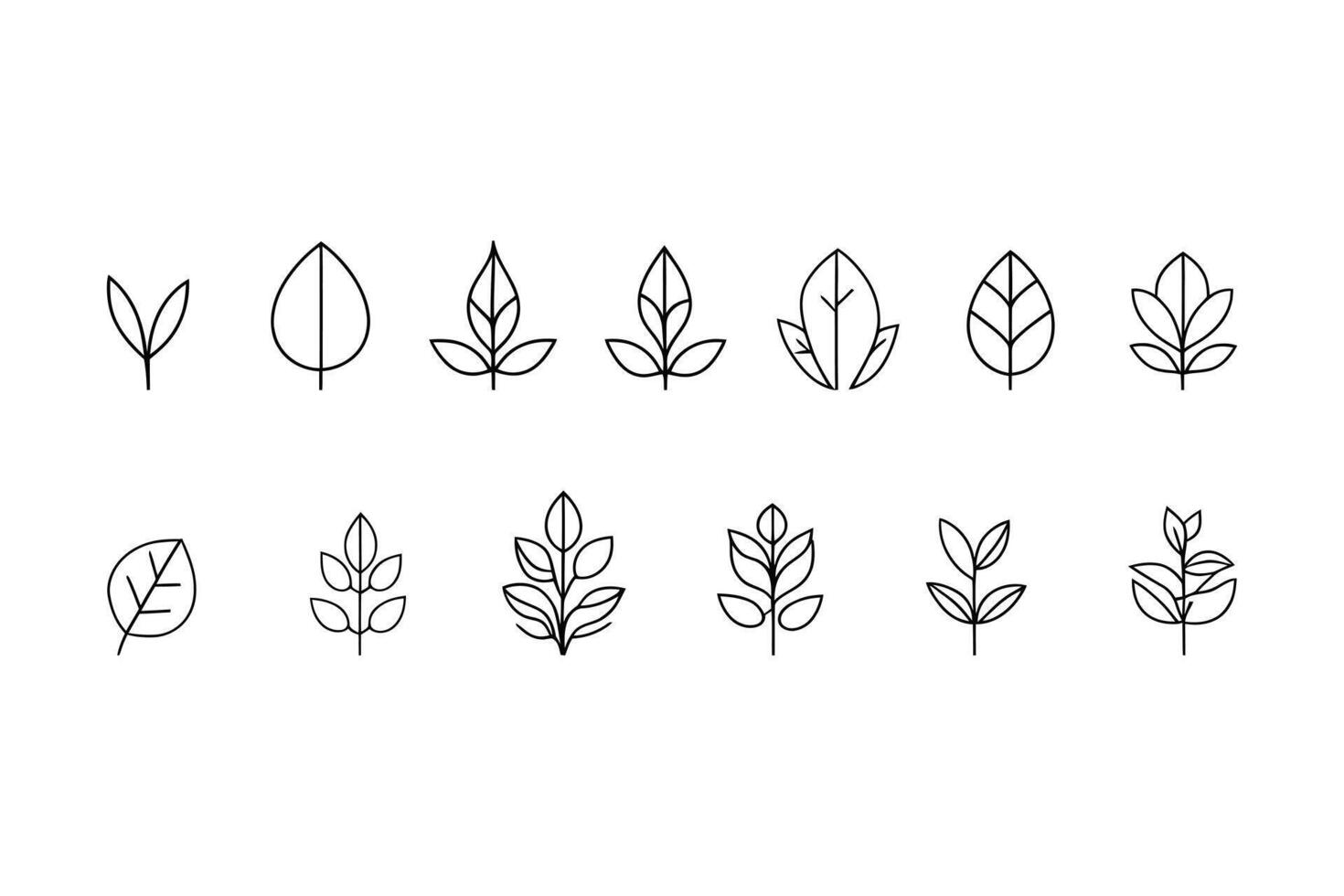 Leaf Icon Set - Trendy Line Style Pictograms for Mobile and Web Design vector