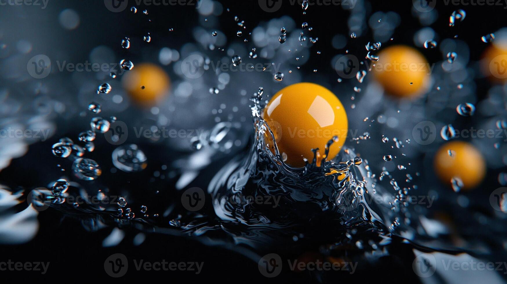 A splash of water with a yellow ball in the middle photo