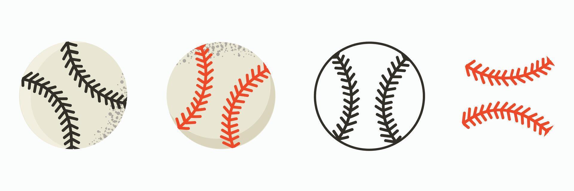 Set collection of baseball ball soft ball icon clipart element illustration vector