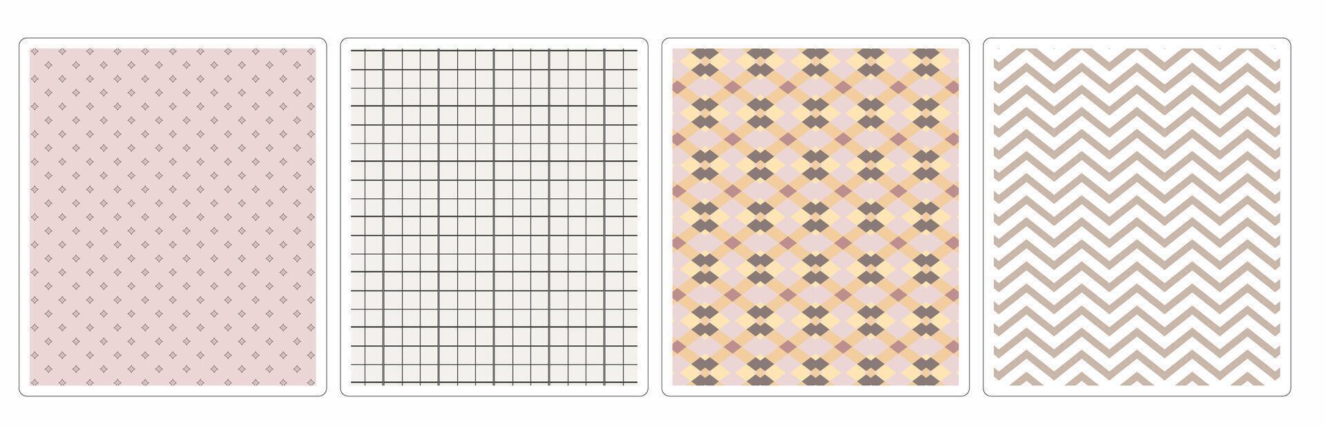 Trendy Autumn Aesthetic Seamless Patterns,4 Stylish Designs for Fabric and Wallpapers vector