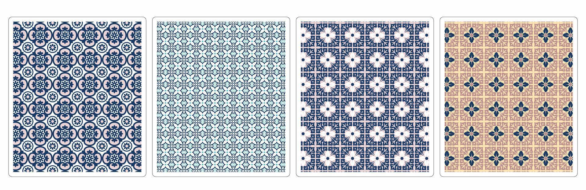 Stylish Ornamental Seamless Patterns, 4 Detailed Textures for Interior and Graphic Use vector