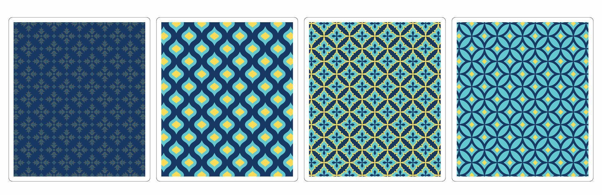 Elegant Ornamental Seamless Patterns, 4 Intricate Designs for Interior and Digital Backgrounds vector