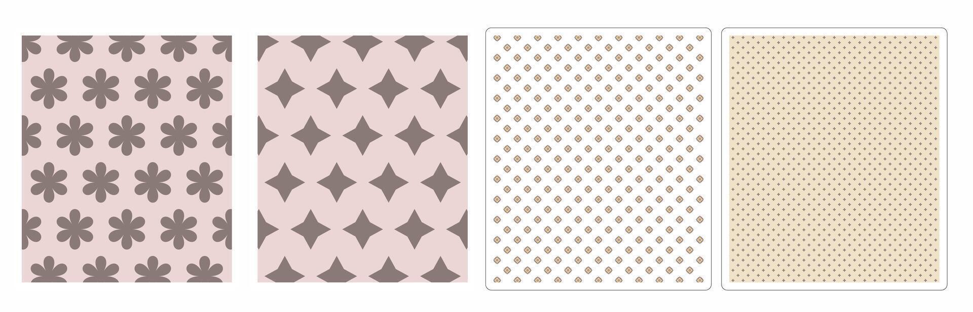 Trendy Seasonal Seamless Patterns,4 Elegant Autumn Designs for Textile and Digital Use vector