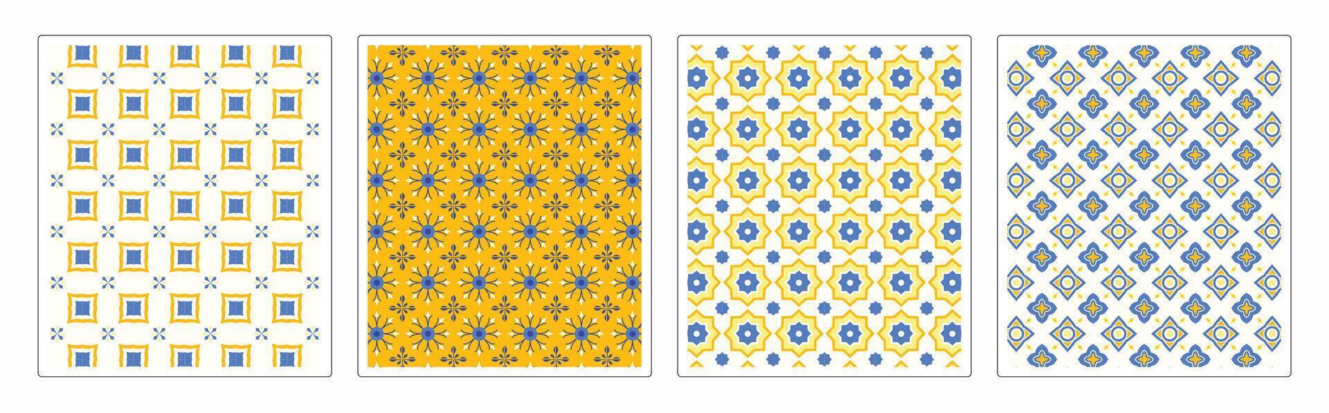 Seamless Tile and Surface Patterns Set , Elegant Geometric and Ornamental Motifs vector