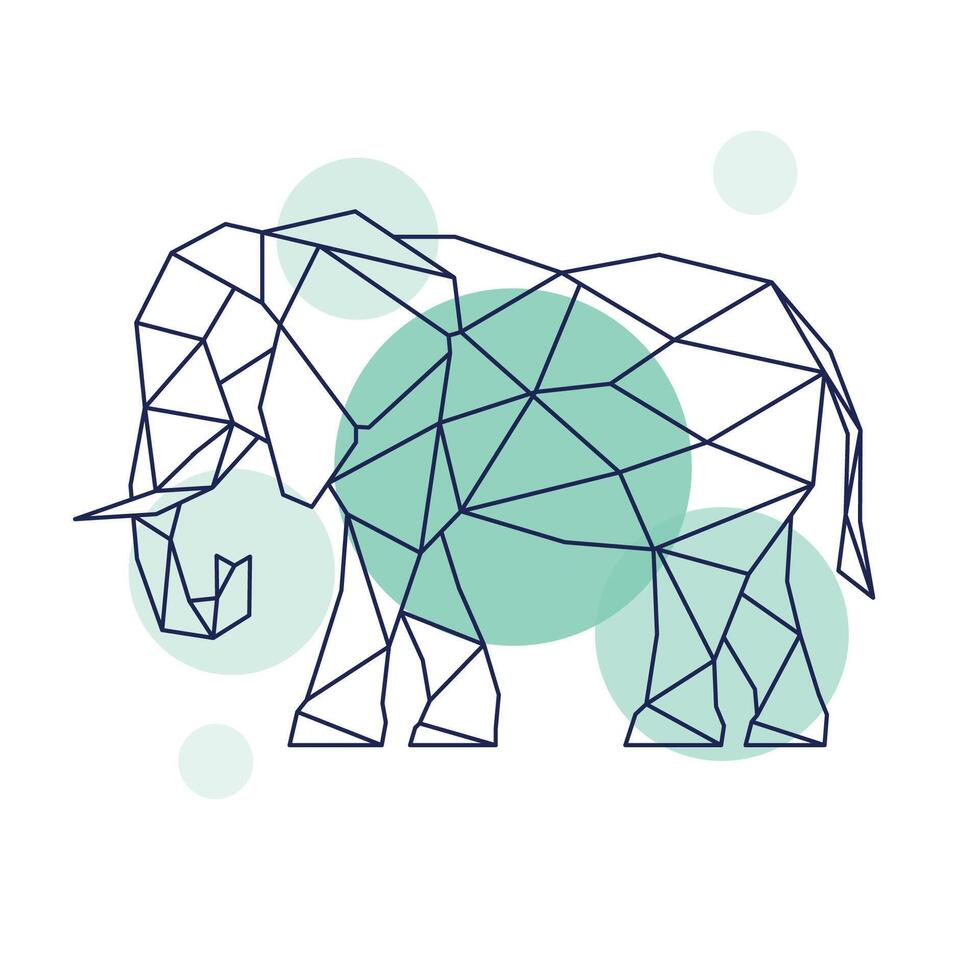 Abstract running elephant in geometric style. vector