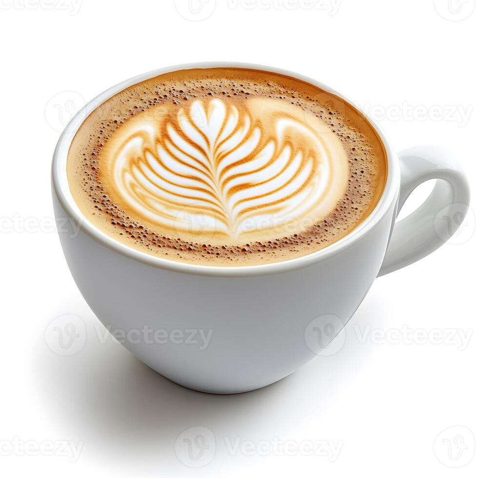Elegant latte art in a pristine white cup on a seamless backdrop photo