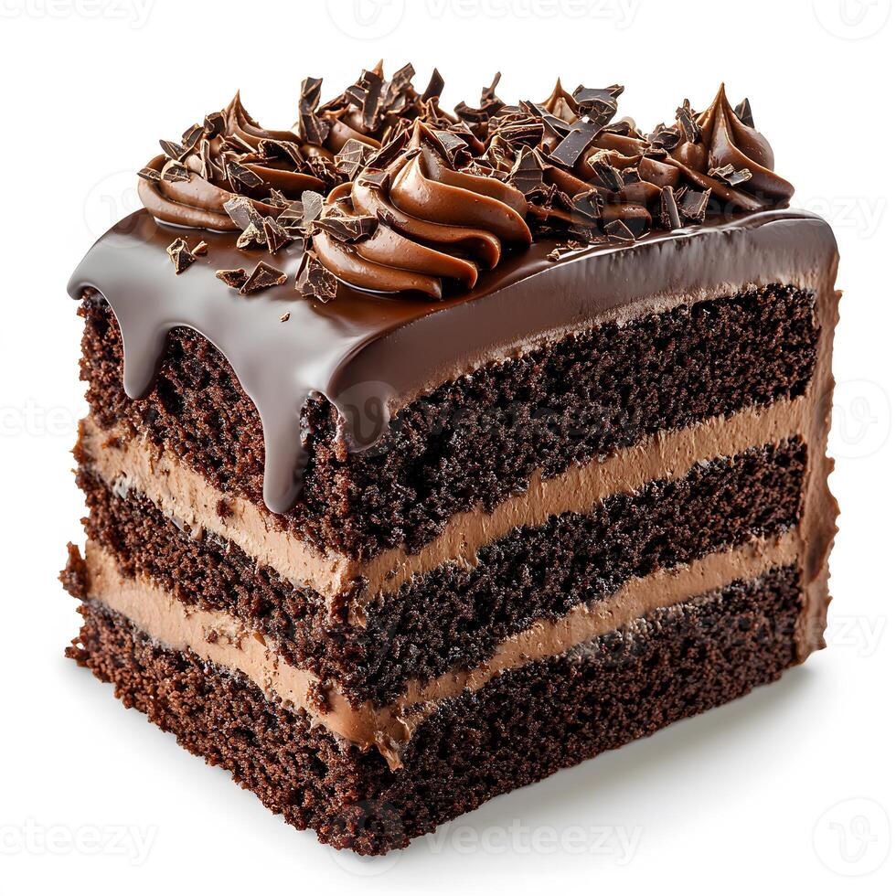Decadent Delight, A Slice of Triple Layered Chocolate Cake Perfection photo