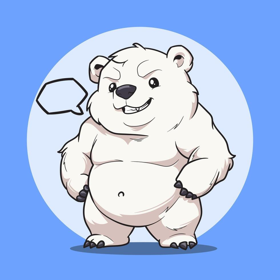 Cartoon polar bear with speech bubble vector