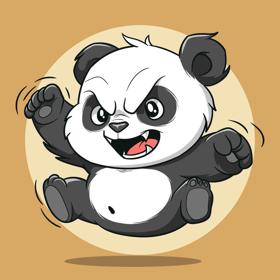 A cartoon panda bear jumping up and down vector