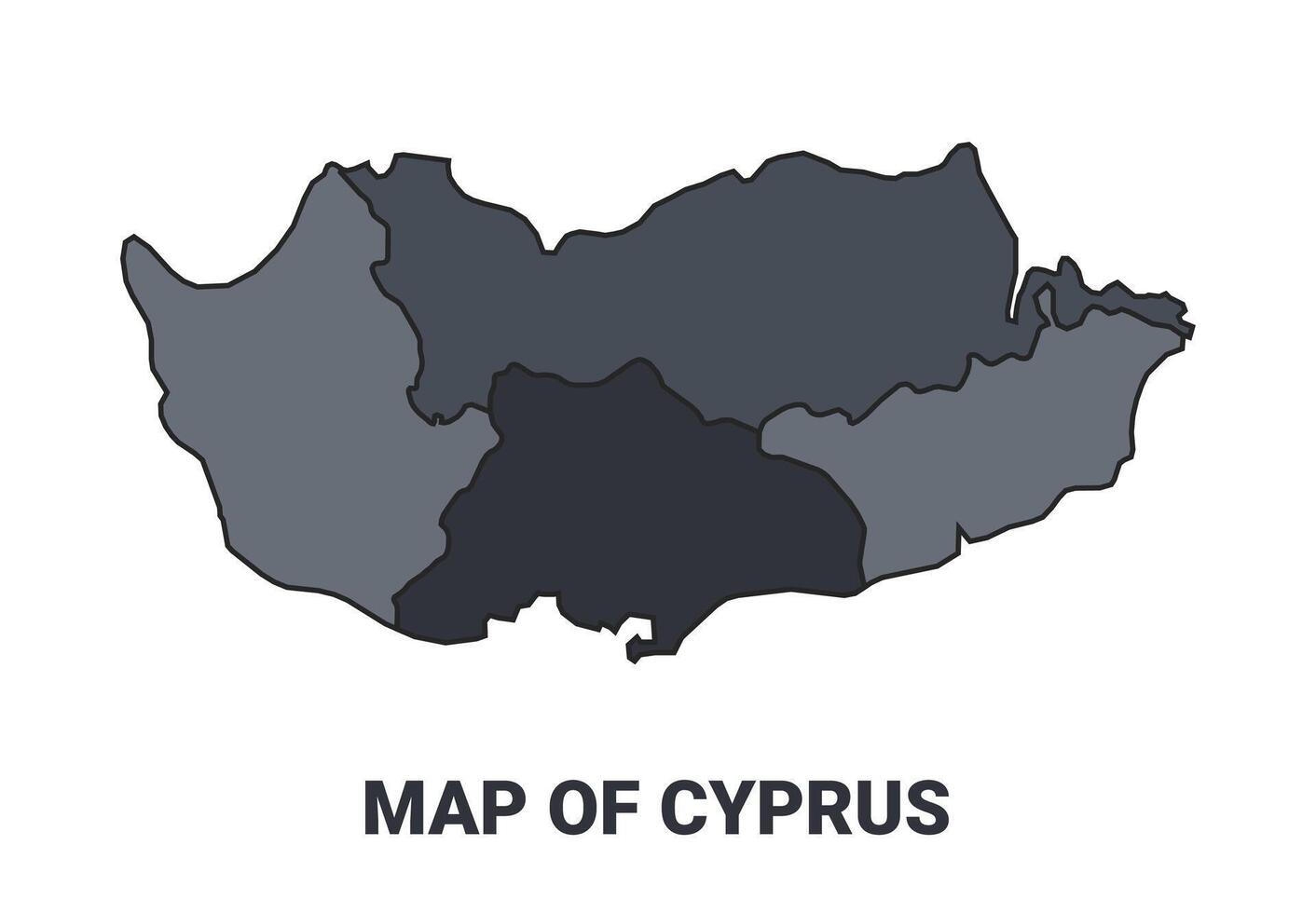 Cyprus political map border of regions outline set vector