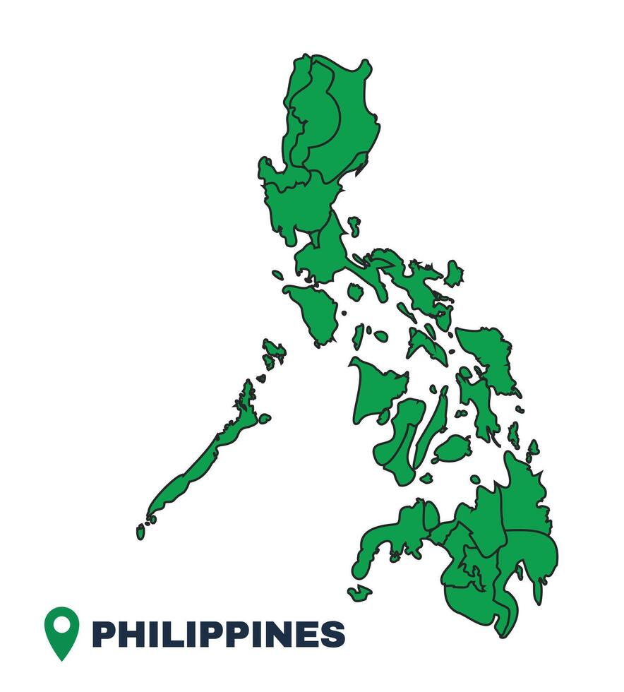 Philippines simple flat illustration map vector
