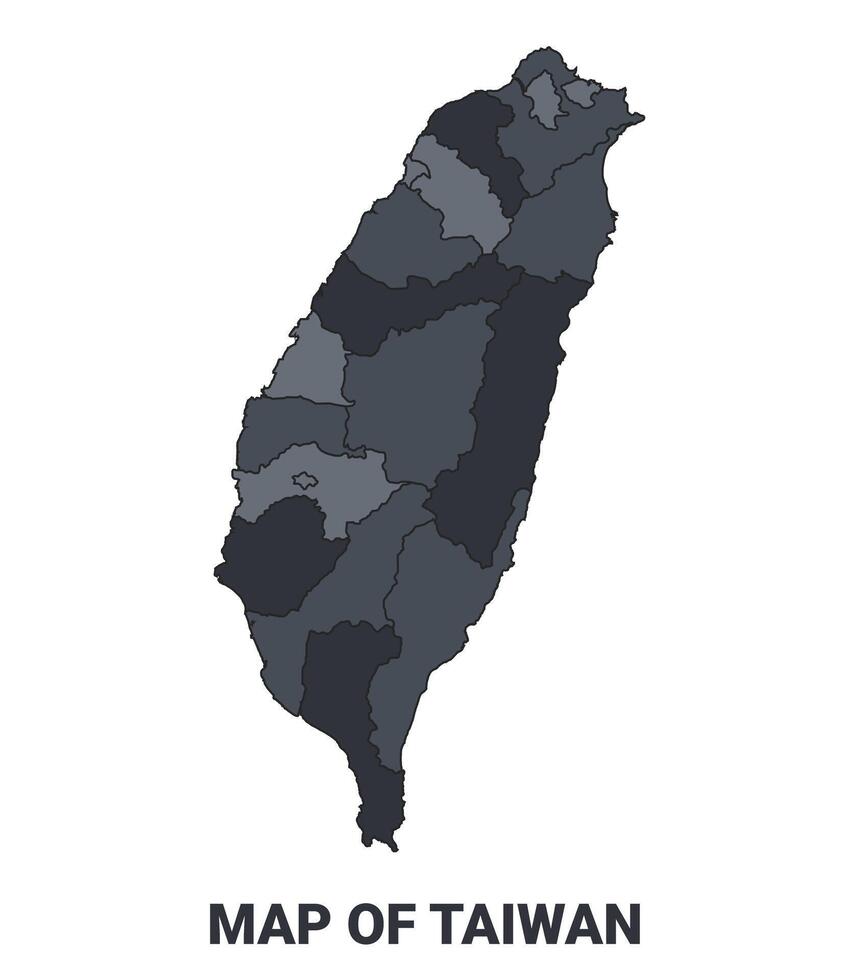 Taiwan political map border of regions outline set vector
