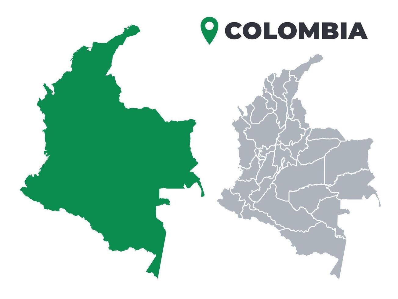 Colombia map simple flat outline set vector