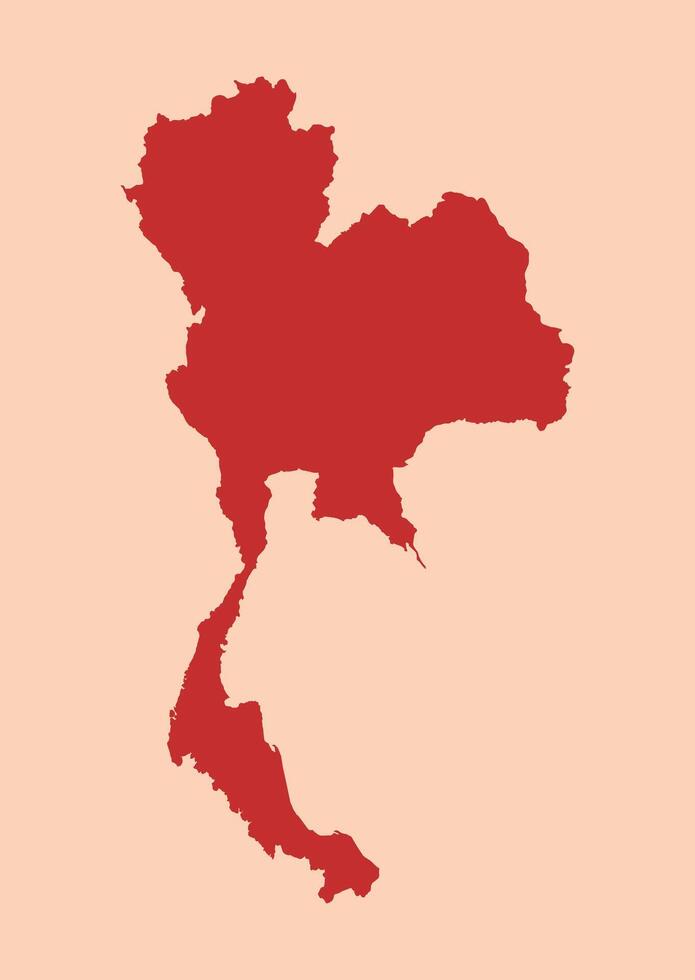 Thailand simple flat red map vector