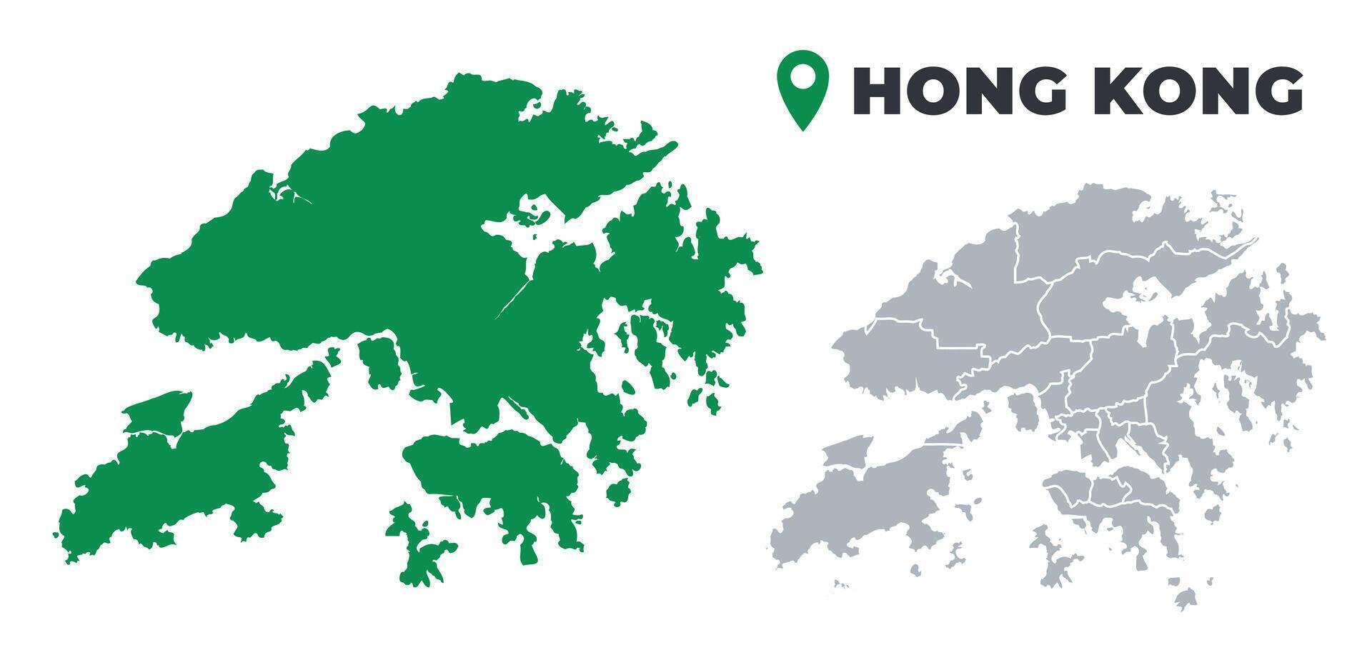 Hong Kong map simple flat outline set vector
