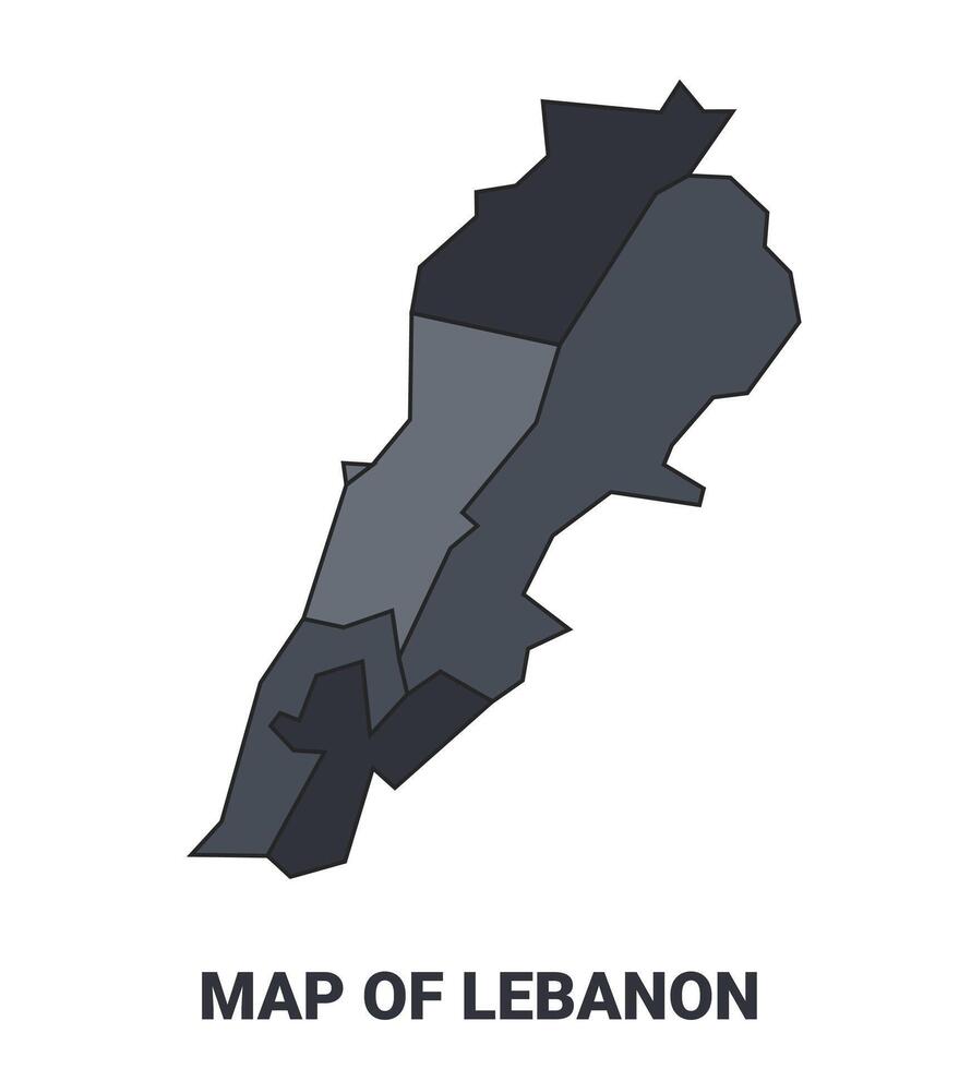 Lebanon political map border of regions outline set vector