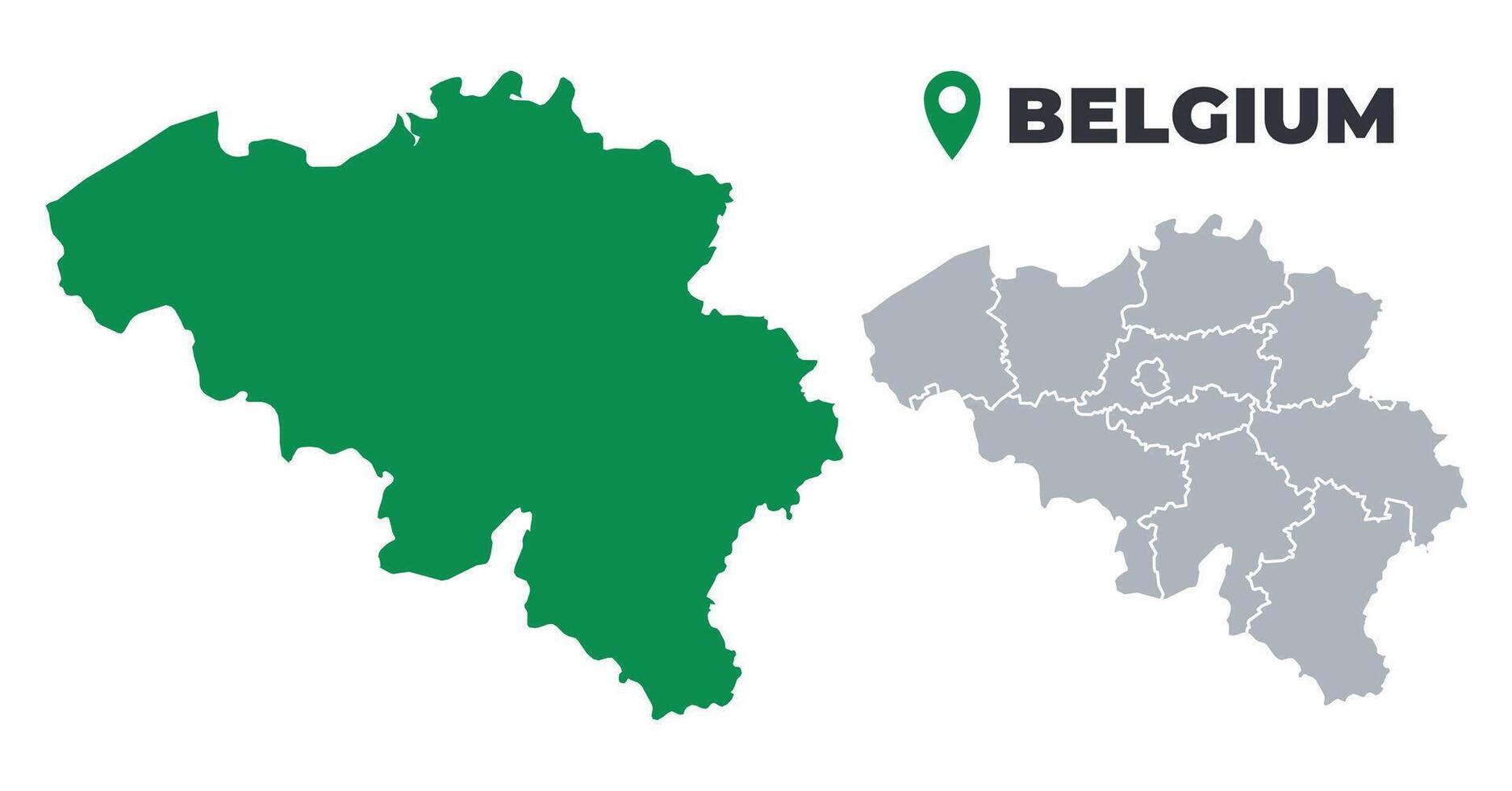 Belgium map simple flat outline set vector