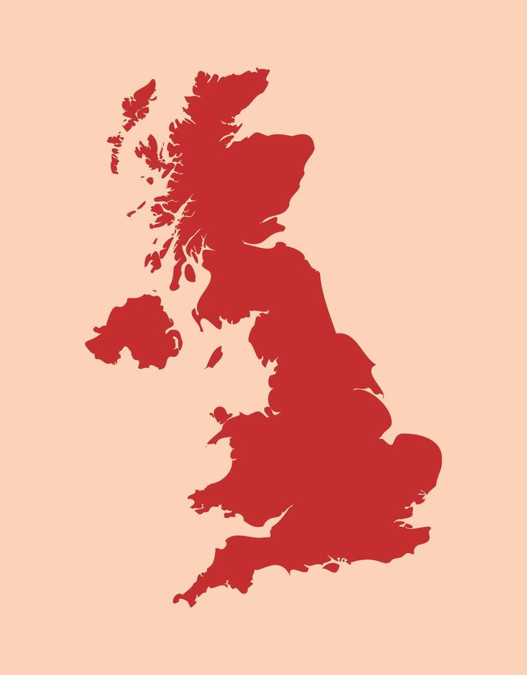 United Kingdom simple flat red map vector