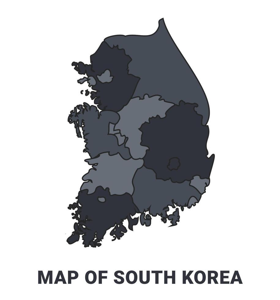 South Korea political map border of regions outline set vector