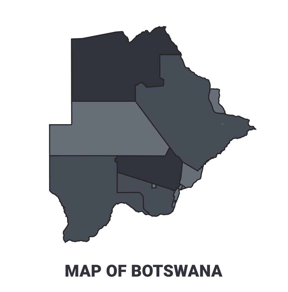 Botswana political map border of regions outline set vector