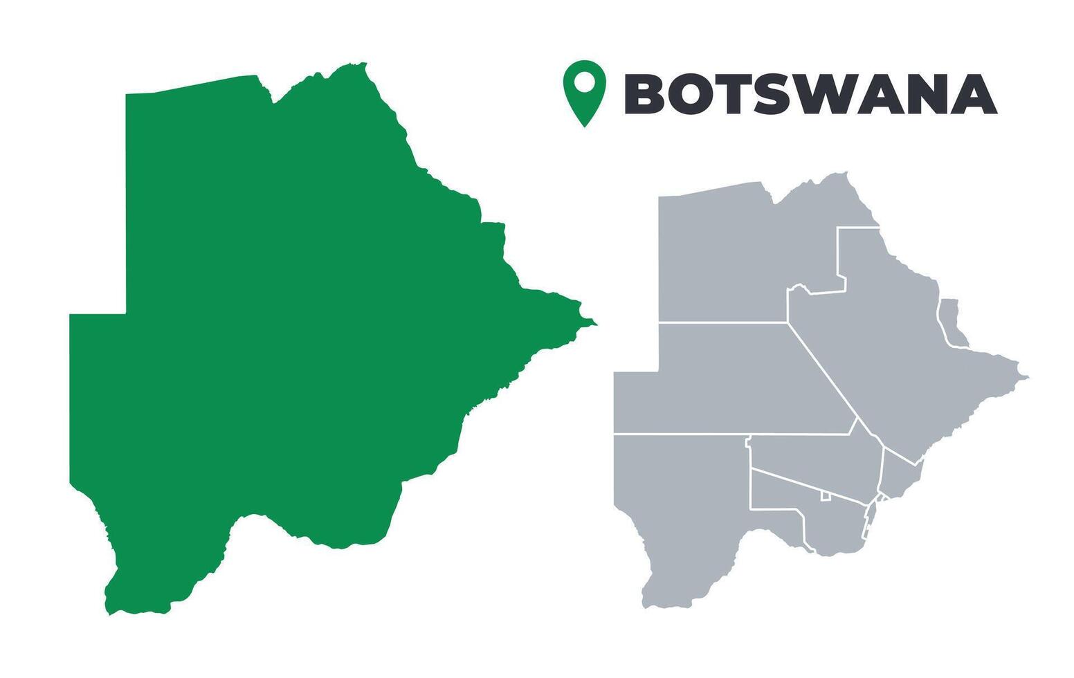 Botswana map simple flat outline set vector