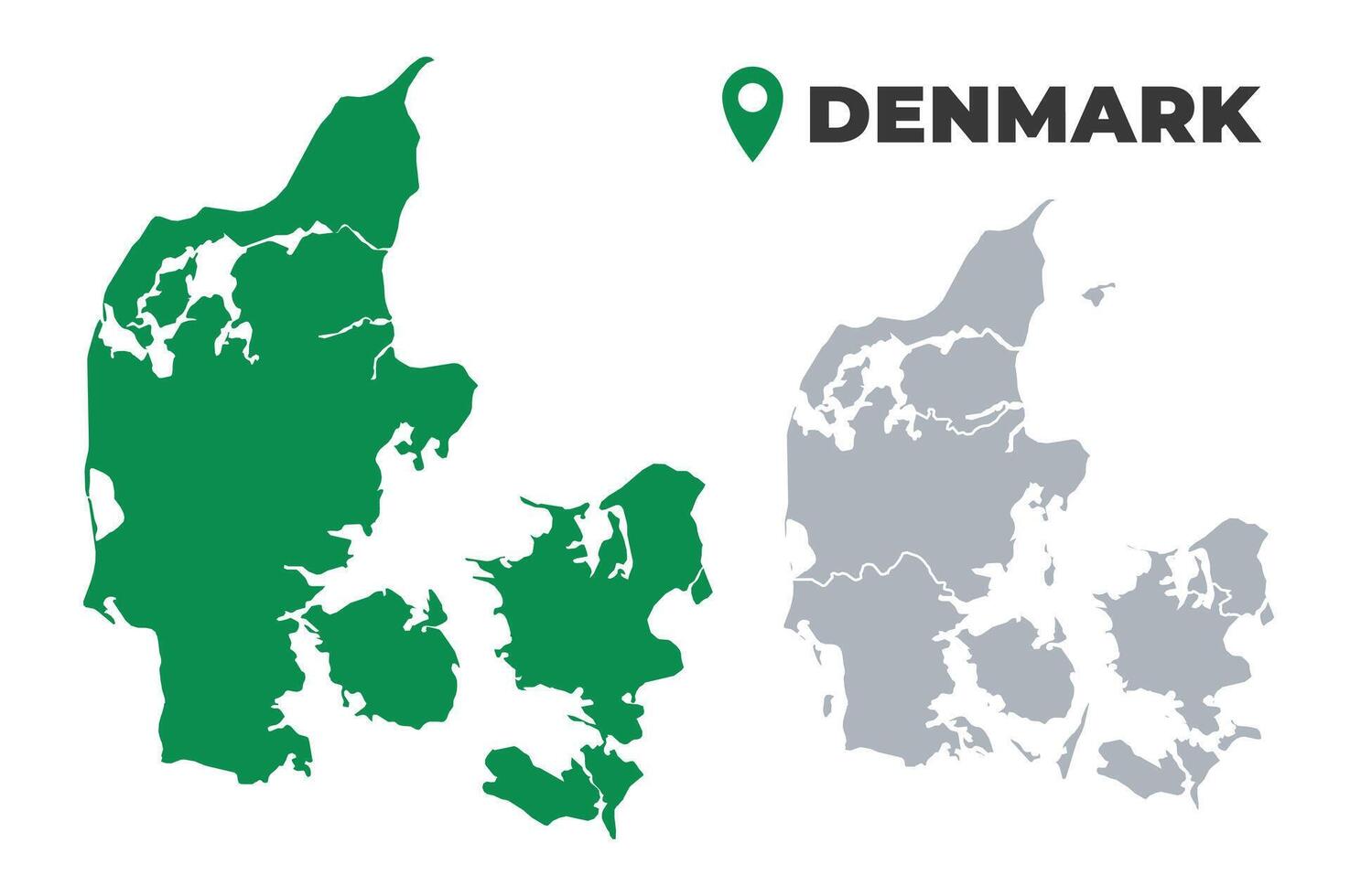 Denmark map simple flat outline set vector