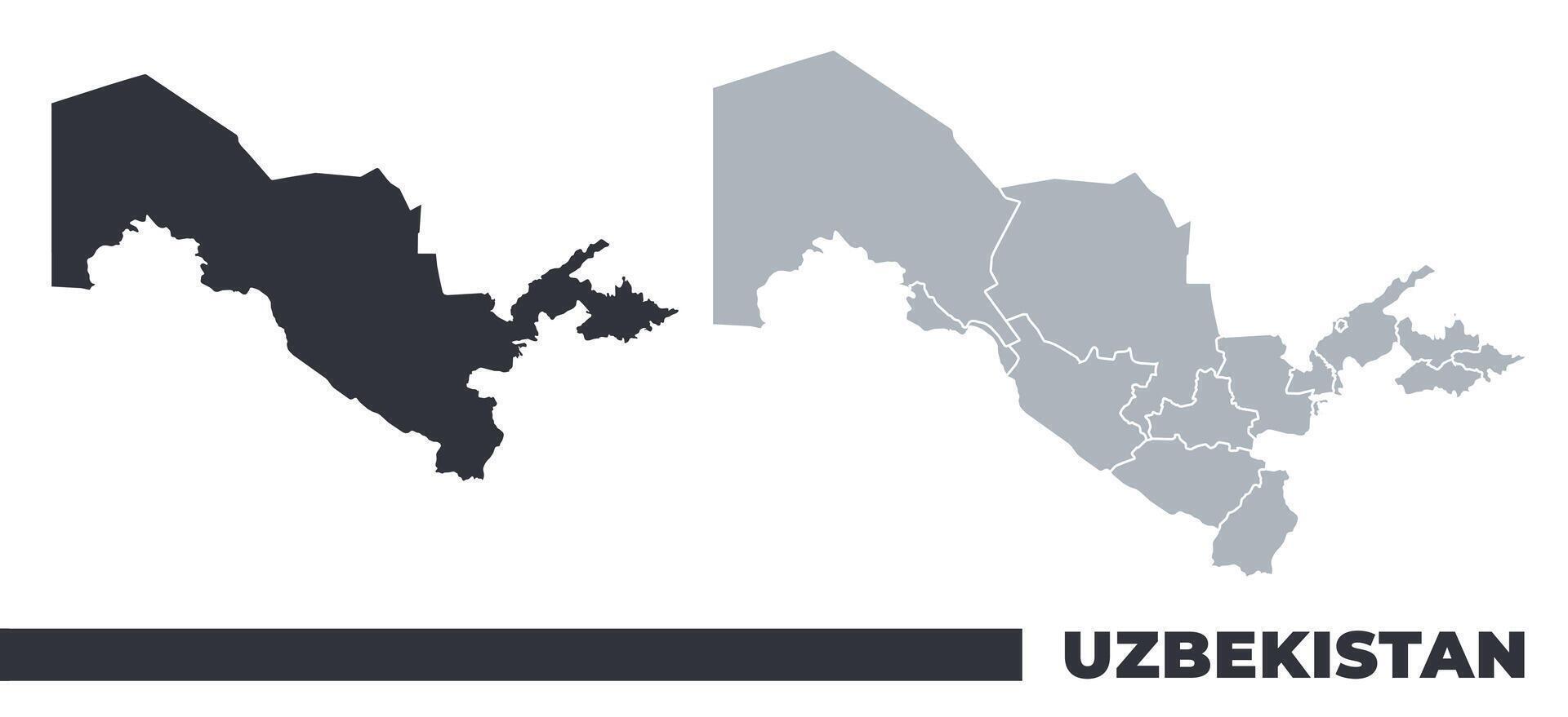 Uzbekistan flat and border outline maps vector