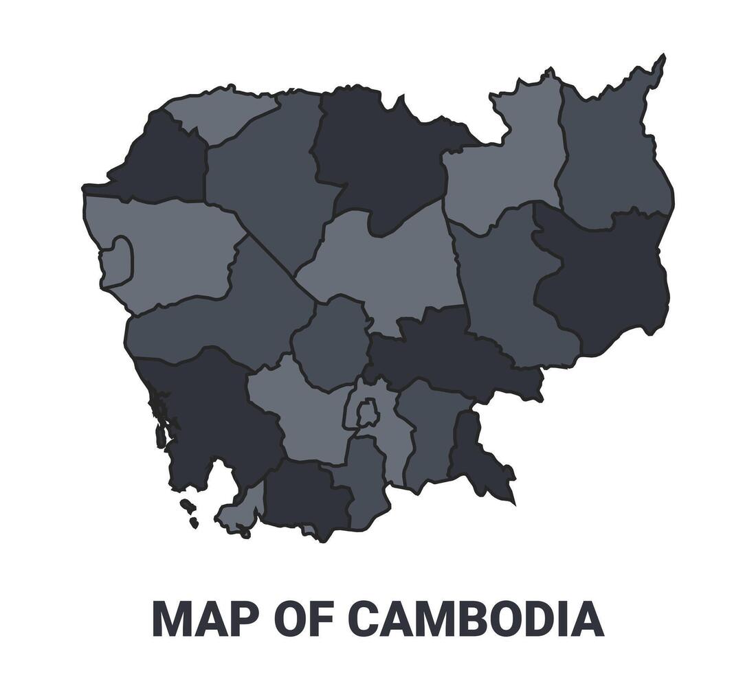 Cambodia political map border of regions outline set vector