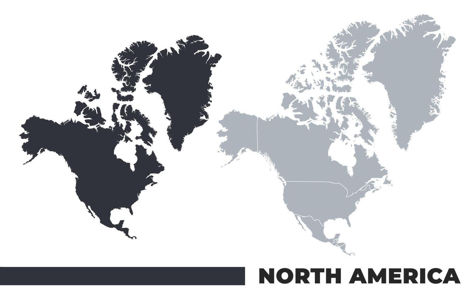 North America flat and border outline maps vector
