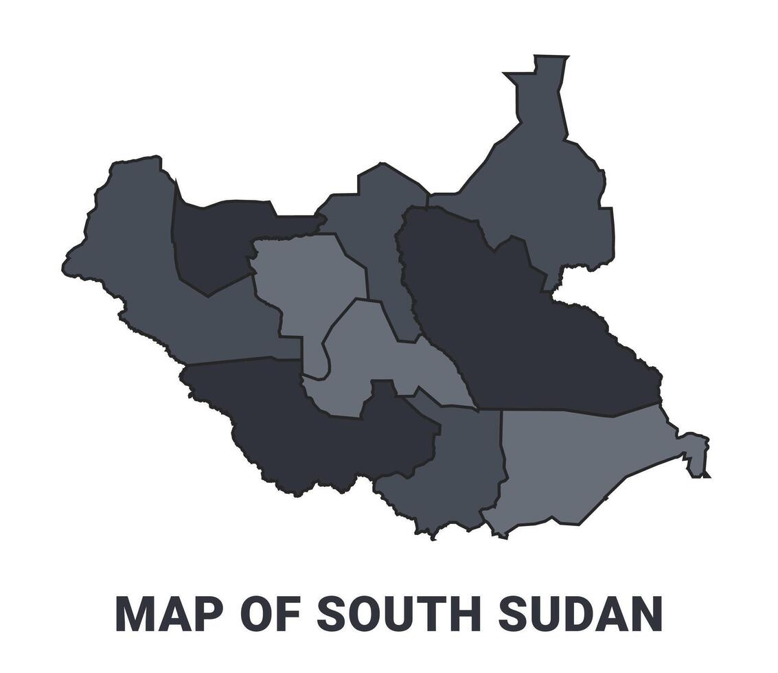 South Sudan political map border of regions outline set vector