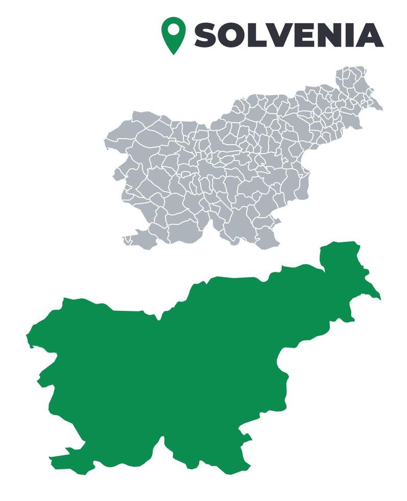 Slovenia map simple flat outline set vector