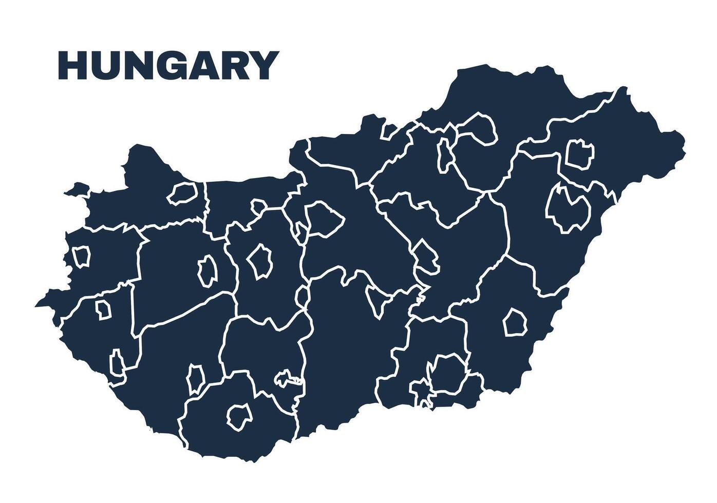 Hungary map flat border outline vector