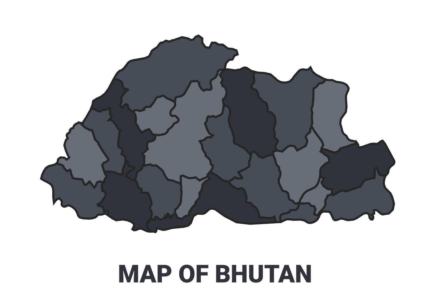 Bhutan political map border of regions outline set vector