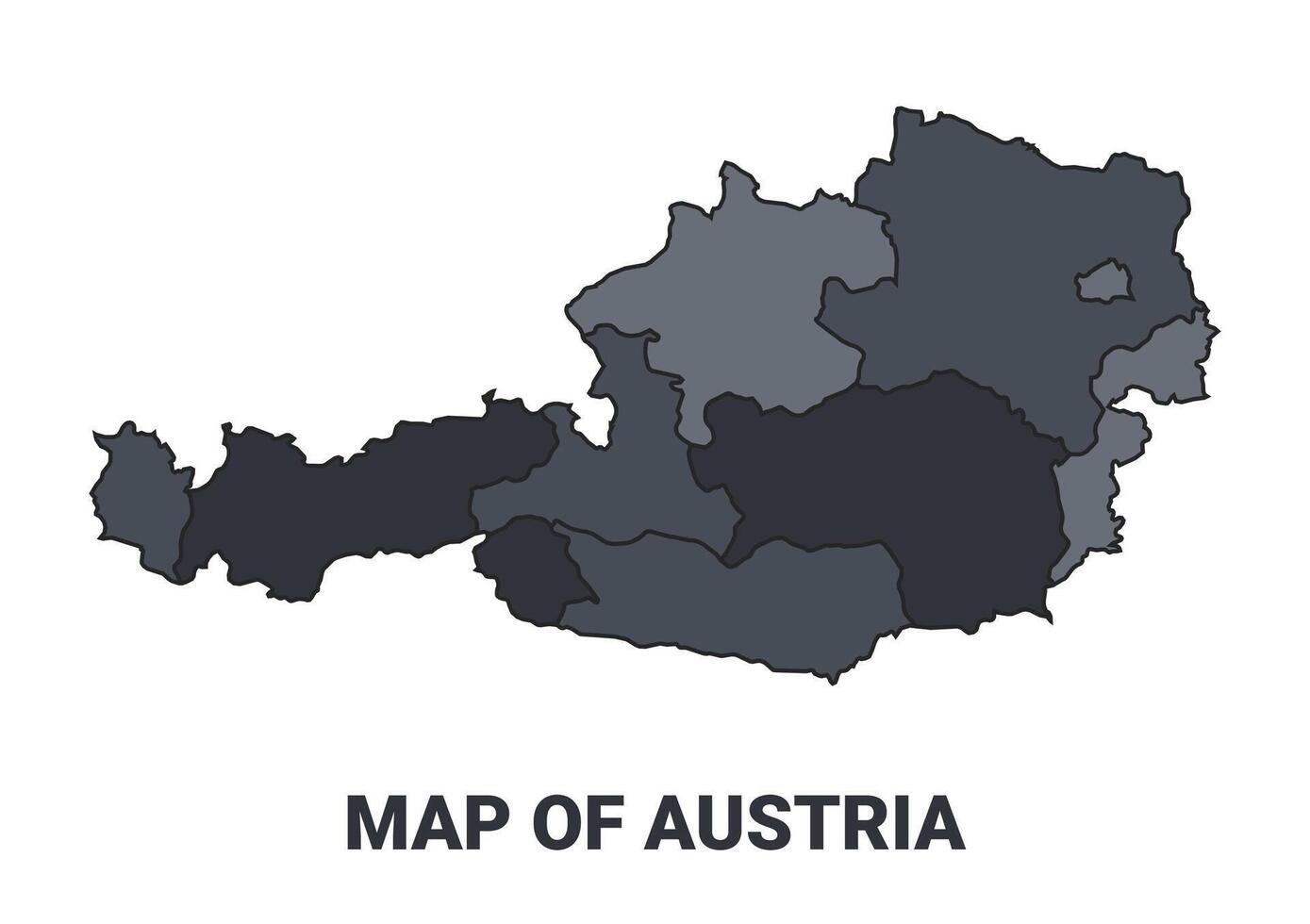 Austria political map border of regions outline set vector